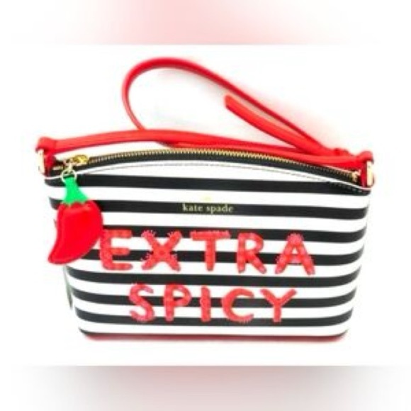 Kate Spade SPICY 🌶️ Striped Clutch with Red Details